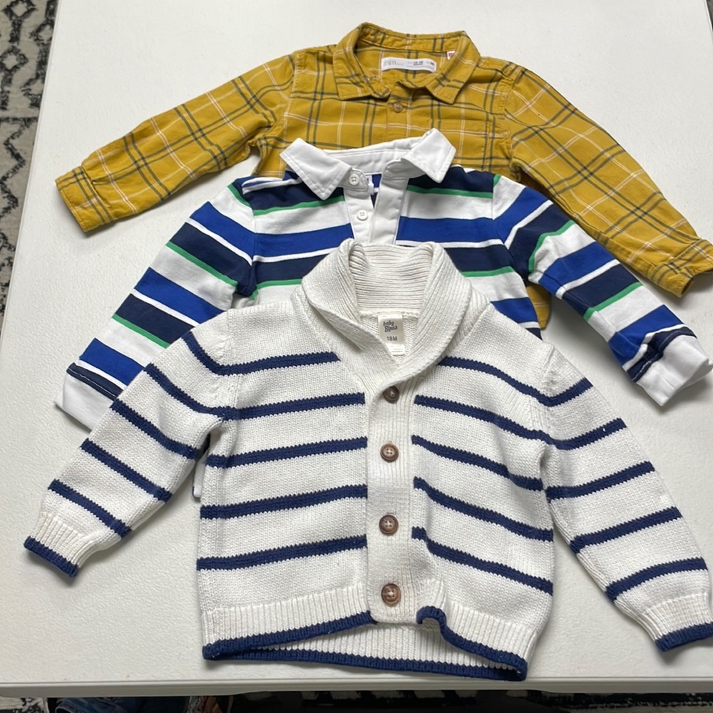 Zara flannel long sleeve/ Janie and Jack long sleeve/ Baby bgosh sweater